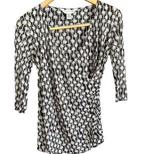 DIANE von FURSTENBERG | Maternity Stretch Silk Wrap Front Top | Size Small